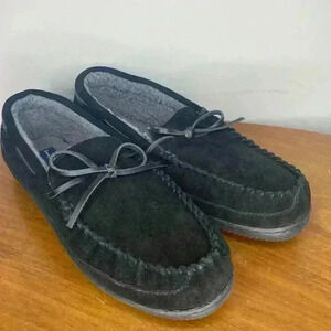 Tommy Bahama Men's Black Leather Slipper Moccasin Size Medium